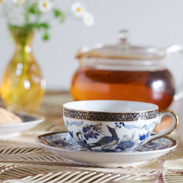 Blue bird cup and saucer.