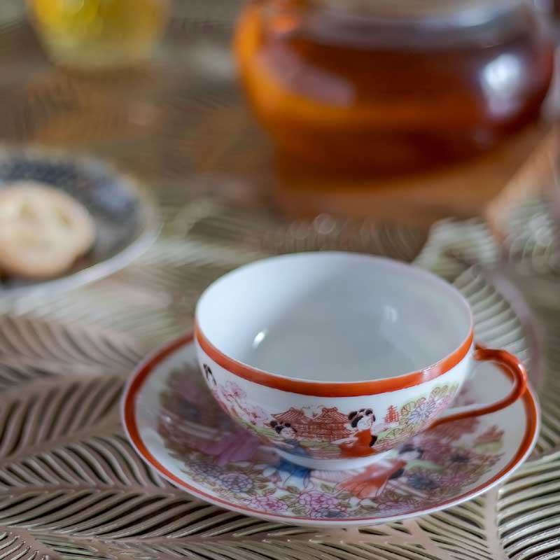 Tajimi Ware Maiko Color Cup & Saucer.