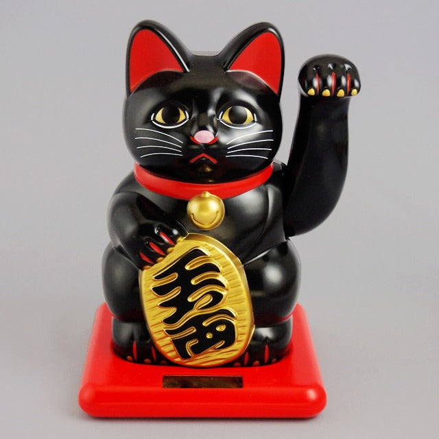 Solar Maneki Neko Black Small