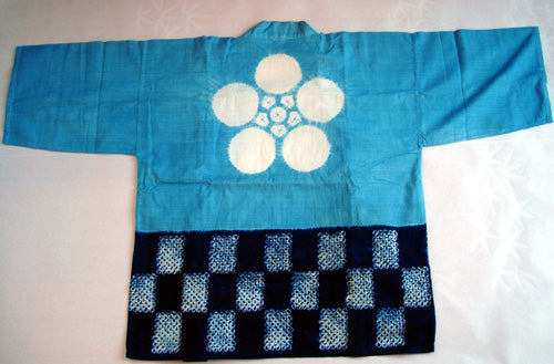 Sky Blue Shibori Happi Coat.